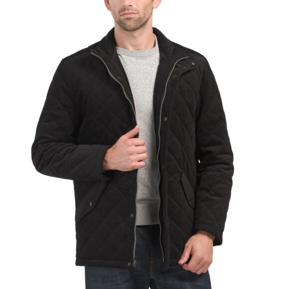 COLE HAAN SIGNATURE Black Quilted Corduroy Jacket